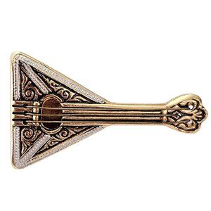 Toledoware, Damascene Style Guitar Balalaika Stringed Instrument Brooch Pin L333